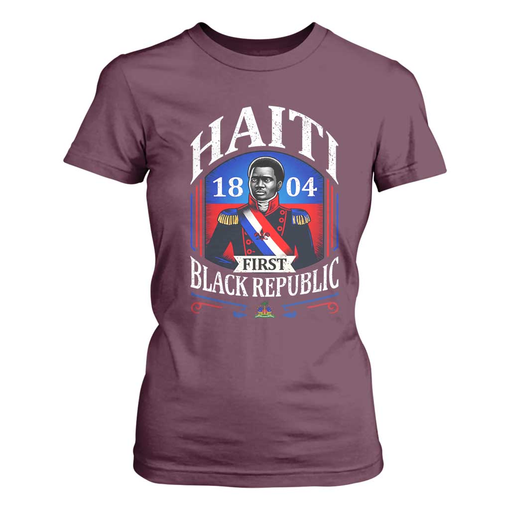 1804 First Black Republic Vintage Graphic T Shirt For Women Jean Jacques Dessalines Historic TS02 Maroon Print Your Wear