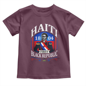 1804 First Black Republic Vintage Graphic Toddler T Shirt Jean Jacques Dessalines Historic TS02 Maroon Print Your Wear