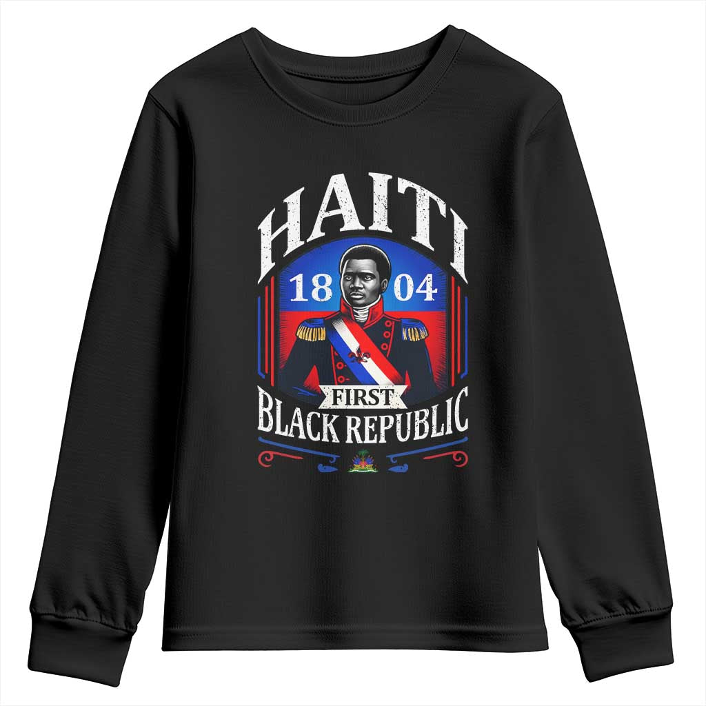 1804 First Black Republic Vintage Graphic Youth Sweatshirt Jean Jacques Dessalines Historic TS02 Black Print Your Wear