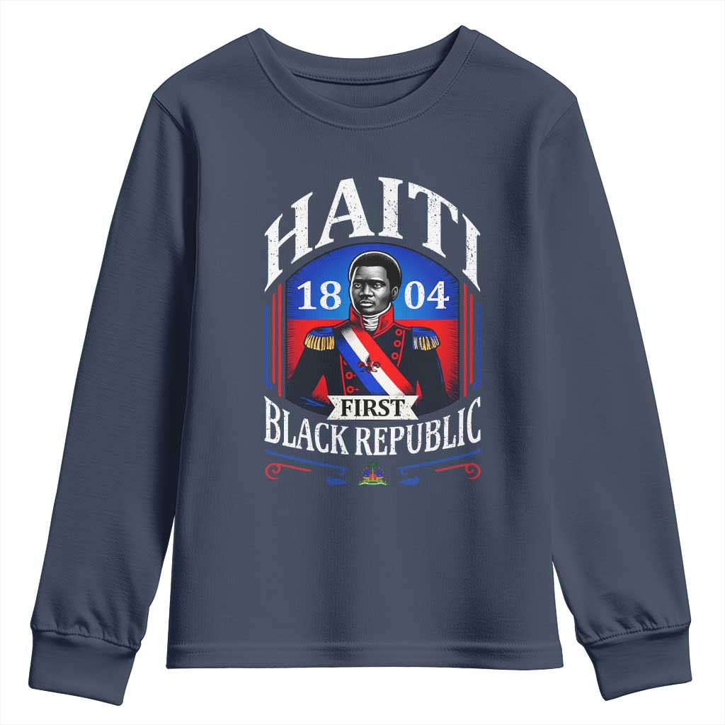 1804 First Black Republic Vintage Graphic Youth Sweatshirt Jean Jacques Dessalines Historic TS02 Navy Print Your Wear