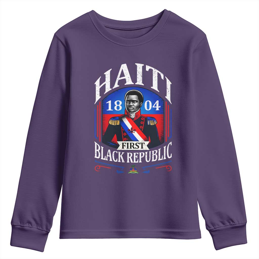 1804 First Black Republic Vintage Graphic Youth Sweatshirt Jean Jacques Dessalines Historic TS02 Purple Print Your Wear