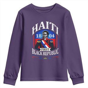 1804 First Black Republic Vintage Graphic Youth Sweatshirt Jean Jacques Dessalines Historic TS02 Purple Print Your Wear