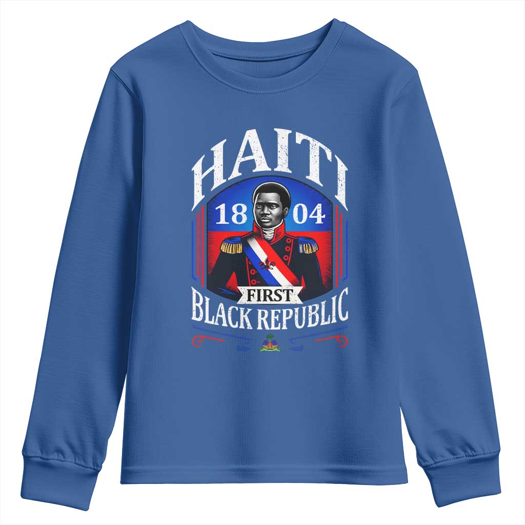 1804 First Black Republic Vintage Graphic Youth Sweatshirt Jean Jacques Dessalines Historic TS02 Royal Blue Print Your Wear
