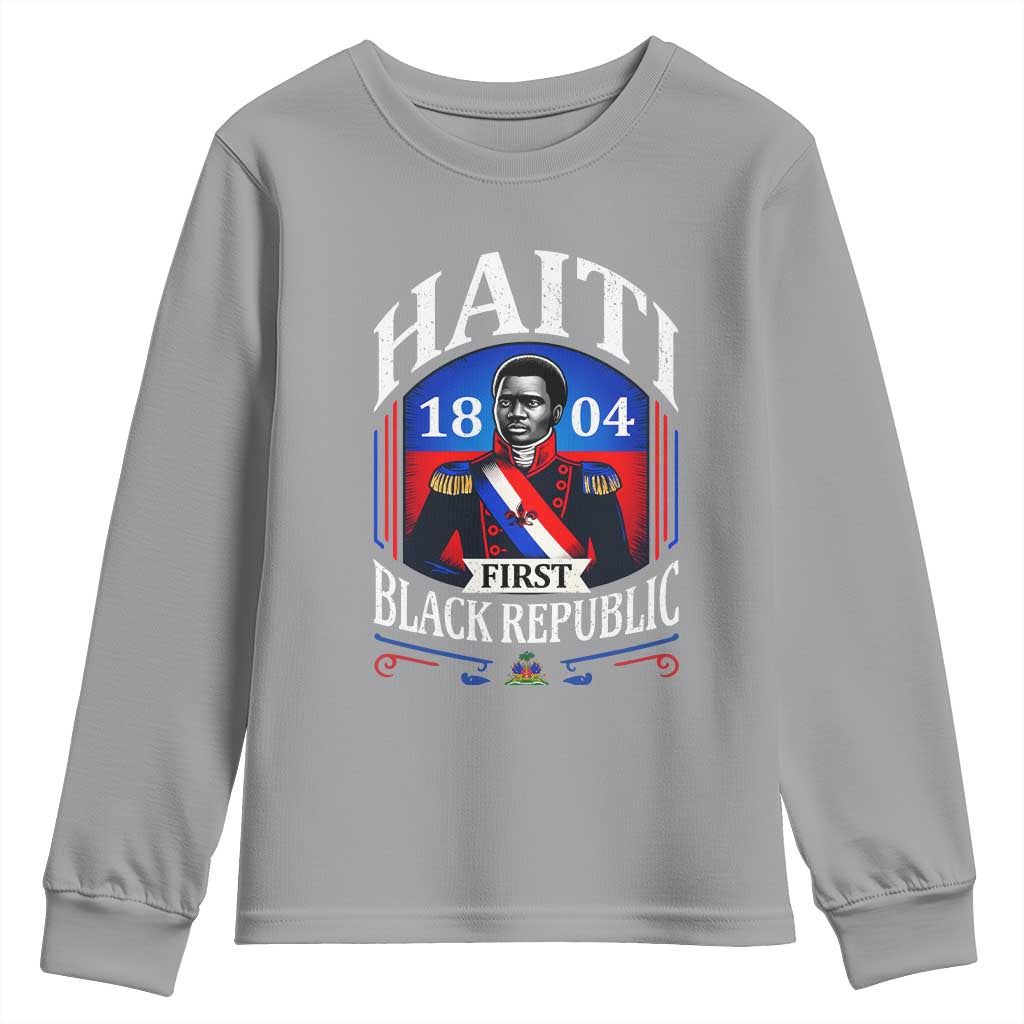 1804 First Black Republic Vintage Graphic Youth Sweatshirt Jean Jacques Dessalines Historic TS02 Sport Gray Print Your Wear