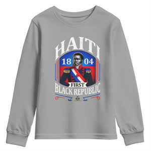 1804 First Black Republic Vintage Graphic Youth Sweatshirt Jean Jacques Dessalines Historic TS02 Sport Gray Print Your Wear