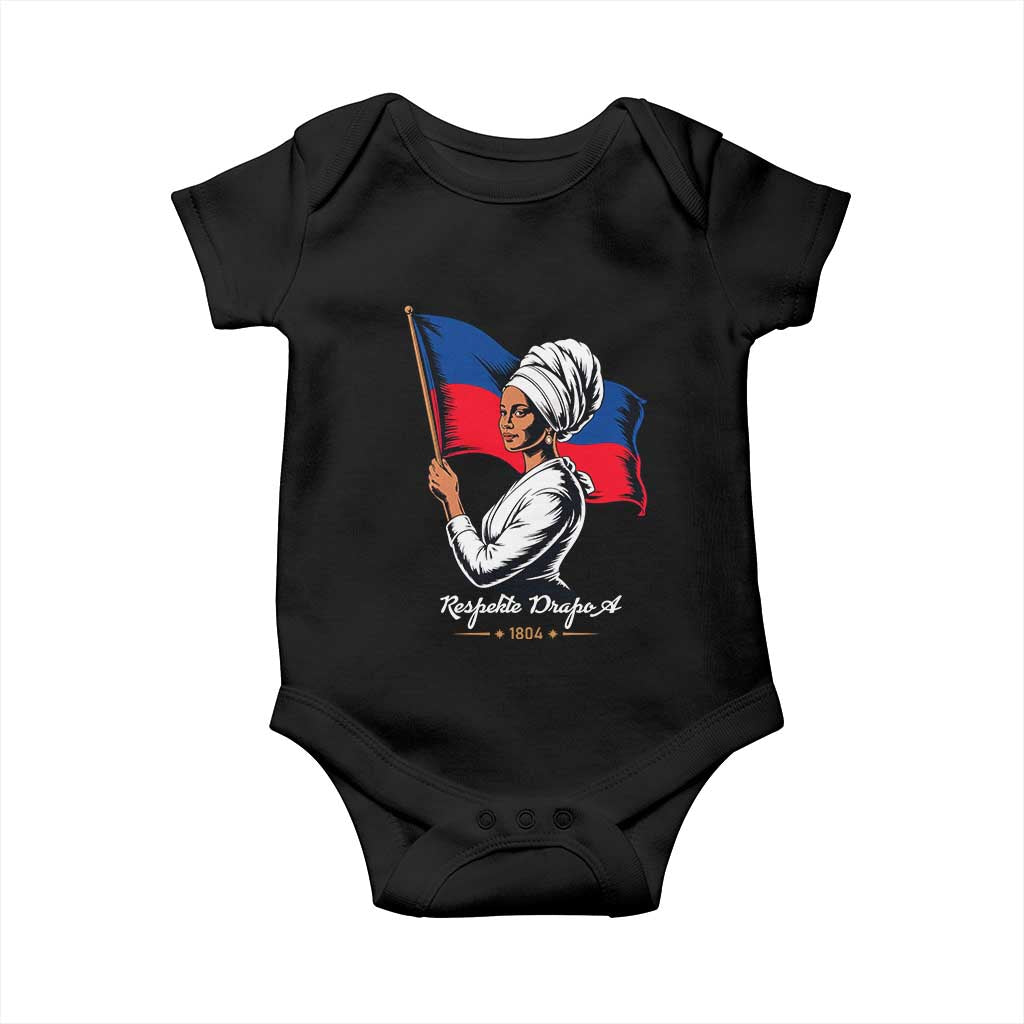 Respekte Drapo A 1804 Haitian Independence Day Baby Onesie Proud Haitian Woman Flag Heritage TS02 Black Print Your Wear