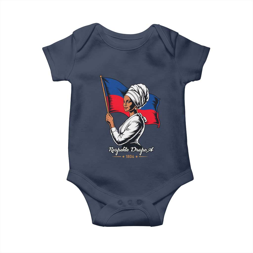 Respekte Drapo A 1804 Haitian Independence Day Baby Onesie Proud Haitian Woman Flag Heritage
