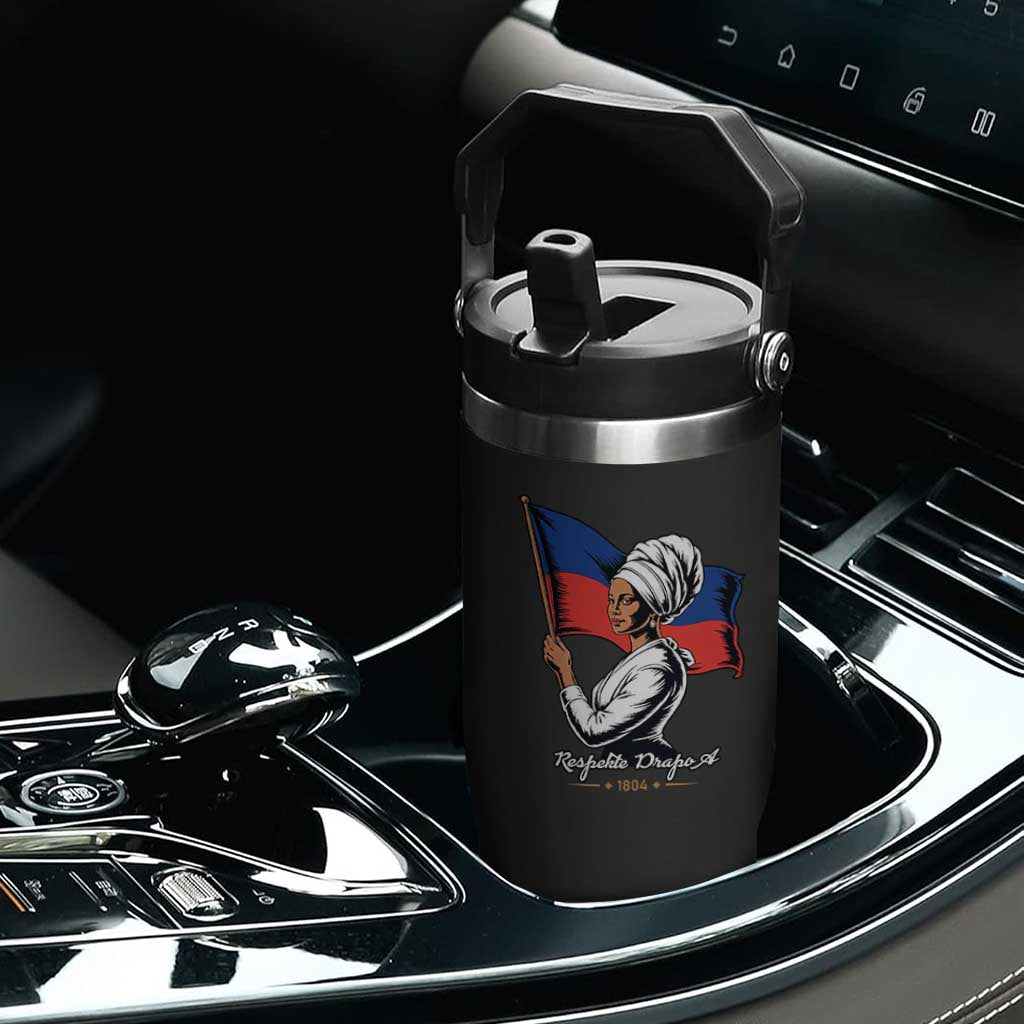 Respekte Drapo A 1804 Haitian Independence Day Flip Straw Tumbler Proud Haitian Woman Flag Heritage
