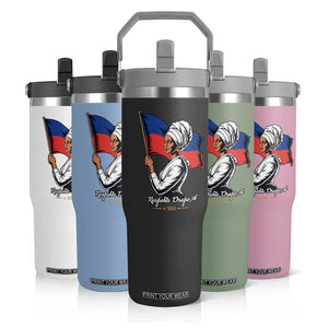 Respekte Drapo A 1804 Haitian Independence Day Flip Straw Tumbler Proud Haitian Woman Flag Heritage