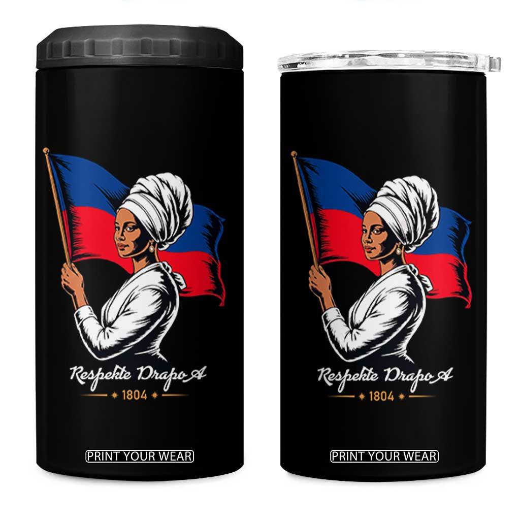 Respekte Drapo A 1804 Haitian Independence Day 4 in 1 Can Cooler Tumbler Proud Haitian Woman Flag Heritage