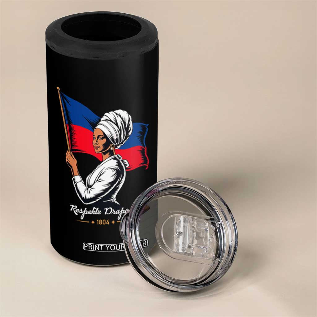 Respekte Drapo A 1804 Haitian Independence Day 4 in 1 Can Cooler Tumbler Proud Haitian Woman Flag Heritage
