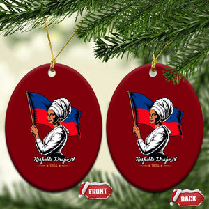 Respekte Drapo A 1804 Haitian Independence Day Ceramic Ornament Proud Haitian Woman Flag Heritage