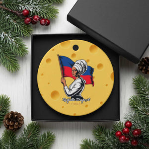 Respekte Drapo A 1804 Haitian Independence Day Ceramic Ornament Proud Haitian Woman Flag Heritage