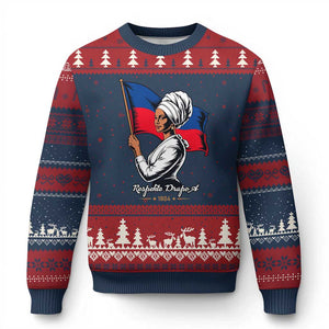 Respekte Drapo A 1804 Haitian Independence Day Ugly Christmas Sweater Proud Haitian Woman Flag Heritage