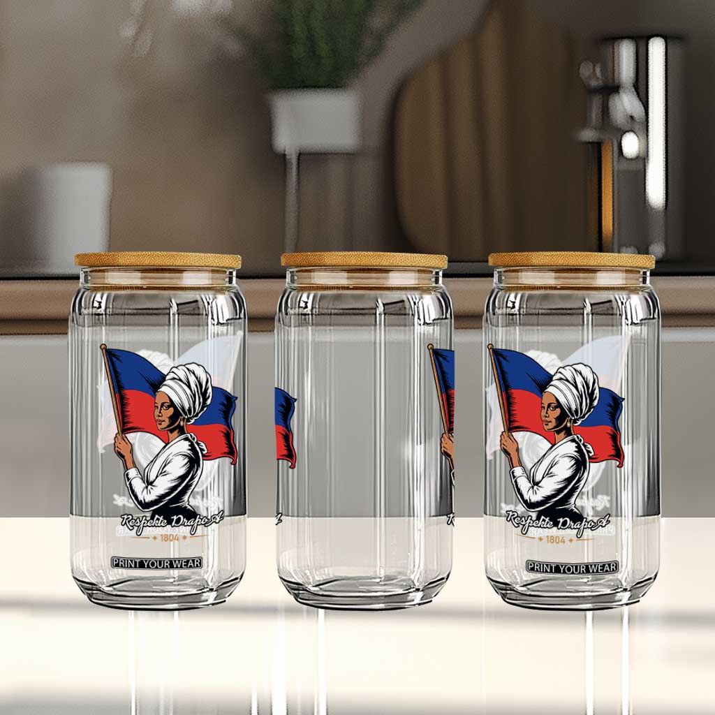 Respekte Drapo A 1804 Haitian Independence Day Glass Can Proud Haitian Woman Flag Heritage