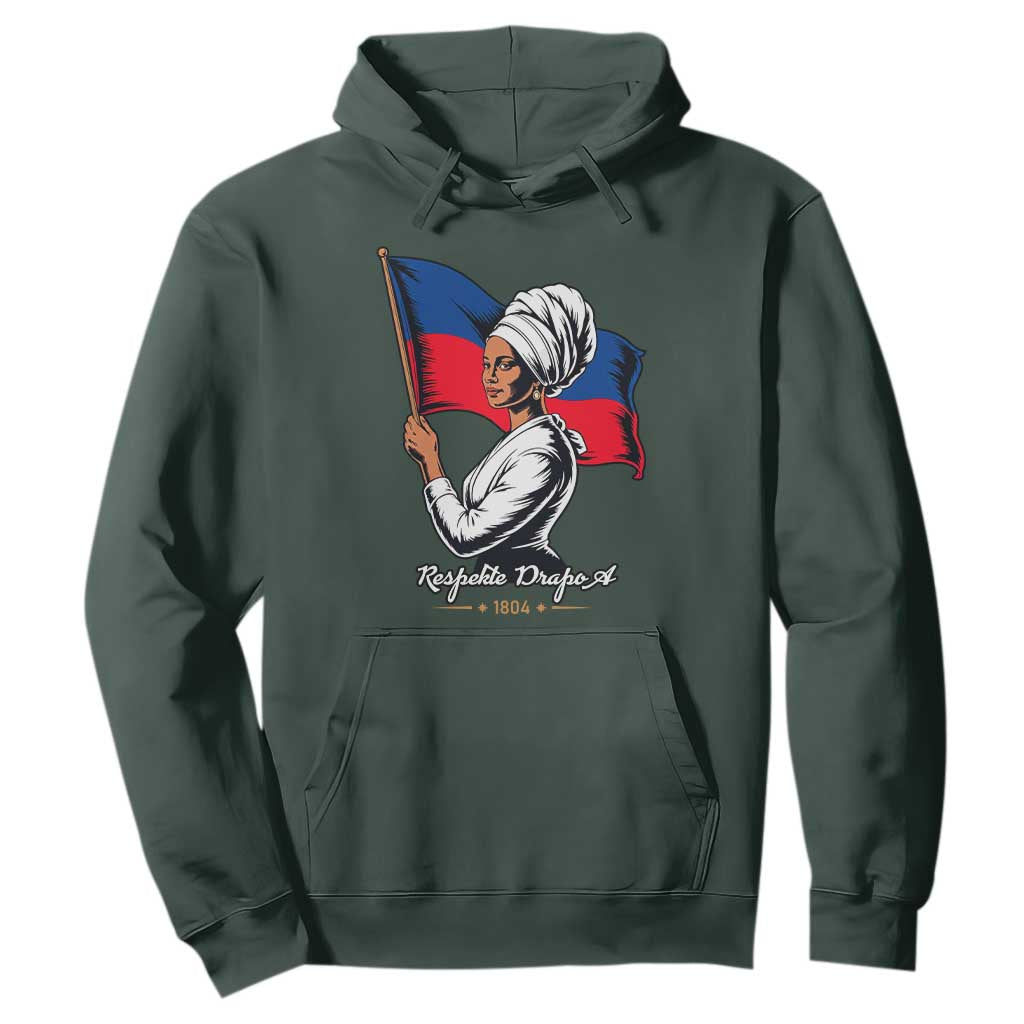 Respekte Drapo A 1804 Haitian Independence Day Hoodie Proud Haitian Woman Flag Heritage