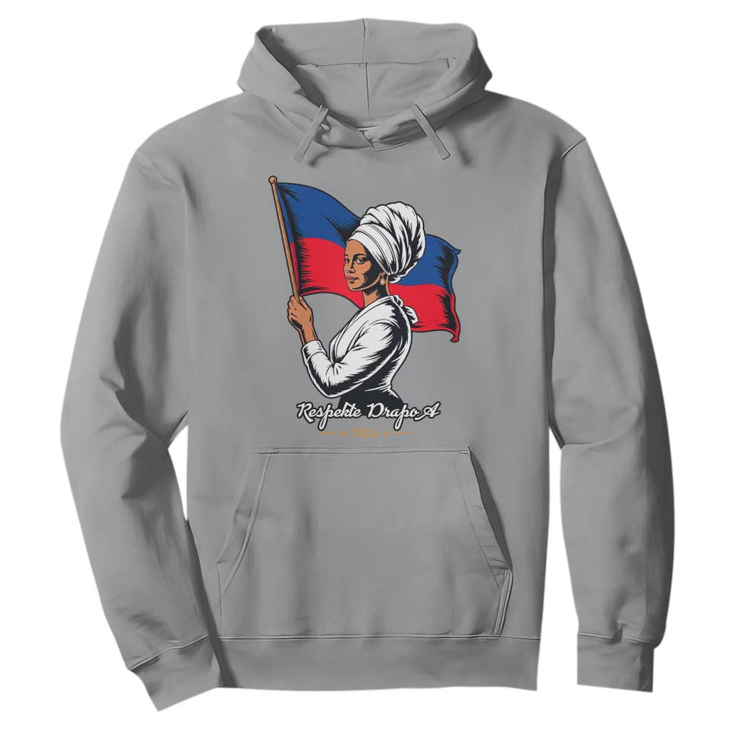 Respekte Drapo A 1804 Haitian Independence Day Hoodie Proud Haitian Woman Flag Heritage