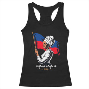 Respekte Drapo A 1804 Haitian Independence Day Racerback Tank Top Proud Haitian Woman Flag Heritage