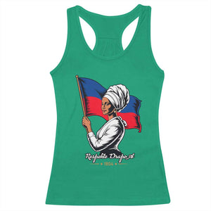 Respekte Drapo A 1804 Haitian Independence Day Racerback Tank Top Proud Haitian Woman Flag Heritage
