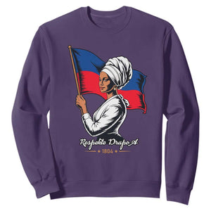 Respekte Drapo A 1804 Haitian Independence Day Sweatshirt Proud Haitian Woman Flag Heritage