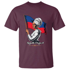 Respekte Drapo A 1804 Haitian Independence Day T Shirt Proud Haitian Woman Flag Heritage