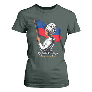 Respekte Drapo A 1804 Haitian Independence Day T Shirt For Women Proud Haitian Woman Flag Heritage