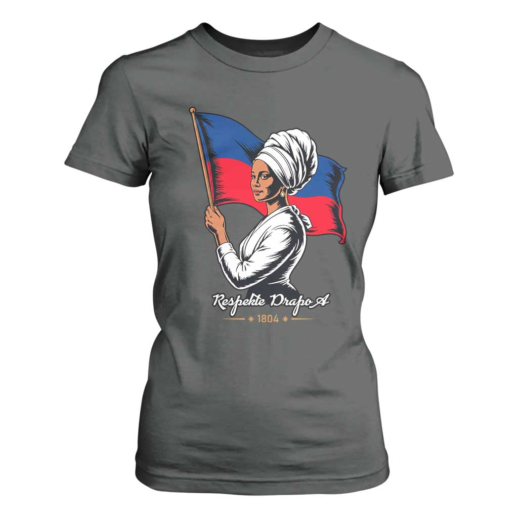 Respekte Drapo A 1804 Haitian Independence Day T Shirt For Women Proud Haitian Woman Flag Heritage