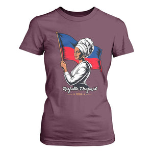 Respekte Drapo A 1804 Haitian Independence Day T Shirt For Women Proud Haitian Woman Flag Heritage