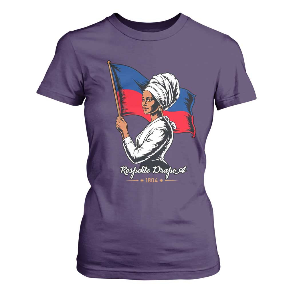 Respekte Drapo A 1804 Haitian Independence Day T Shirt For Women Proud Haitian Woman Flag Heritage