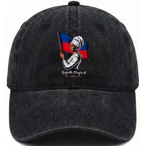 Respekte Drapo A 1804 Haitian Independence Day Washed Cotton Baseball Cap Proud Haitian Woman Flag Heritage