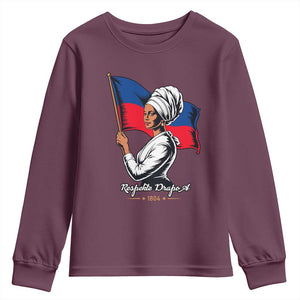 Respekte Drapo A 1804 Haitian Independence Day Youth Sweatshirt Proud Haitian Woman Flag Heritage