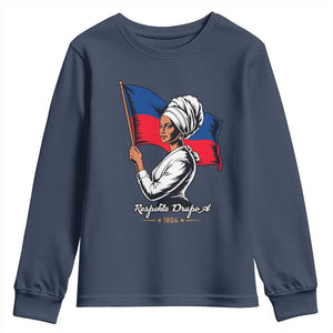 Respekte Drapo A 1804 Haitian Independence Day Youth Sweatshirt Proud Haitian Woman Flag Heritage