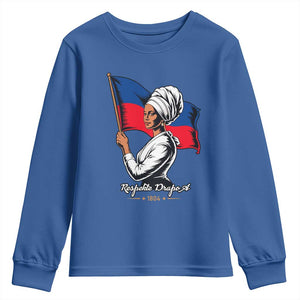 Respekte Drapo A 1804 Haitian Independence Day Youth Sweatshirt Proud Haitian Woman Flag Heritage
