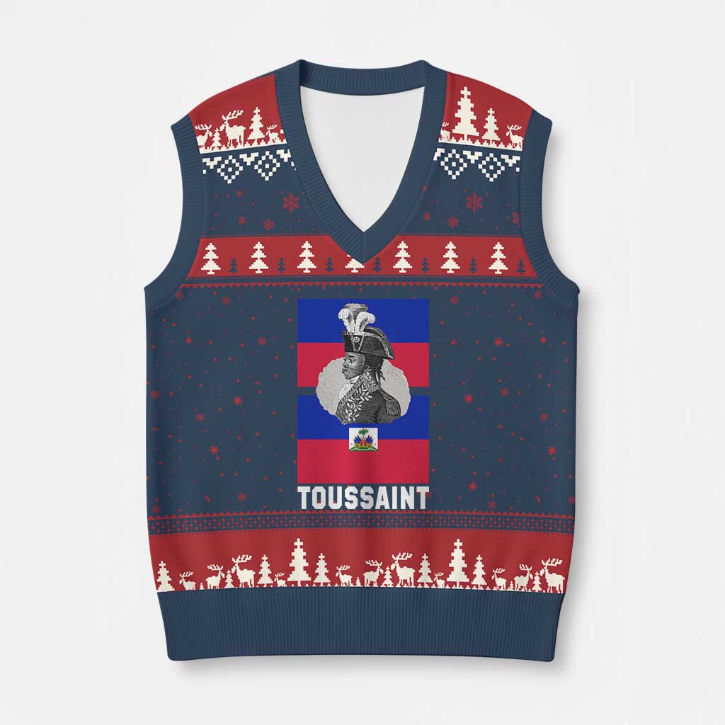 Toussaint Louverture Haitian Revolution Leader V-Neck Knit Sweater Vest Vintage General Portrait Haiti Freedom History TS02 Navy Red Print Your Wear