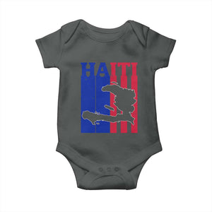 Vintage Retro Map of Haiti Baby Onesie Haitian Heritage Pride Travel Souvenir TS02 Dark Heather Print Your Wear