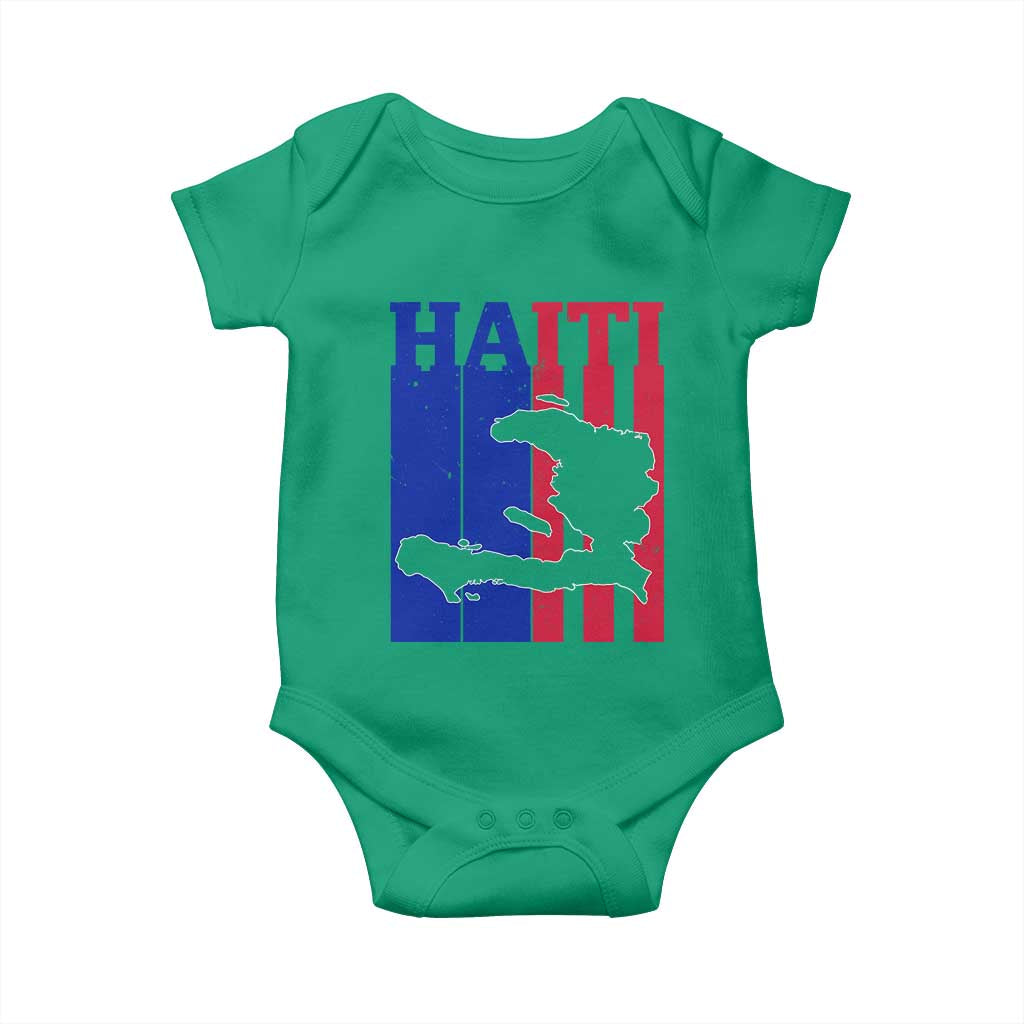 Vintage Retro Map of Haiti Baby Onesie Haitian Heritage Pride Travel Souvenir TS02 Irish Green Print Your Wear