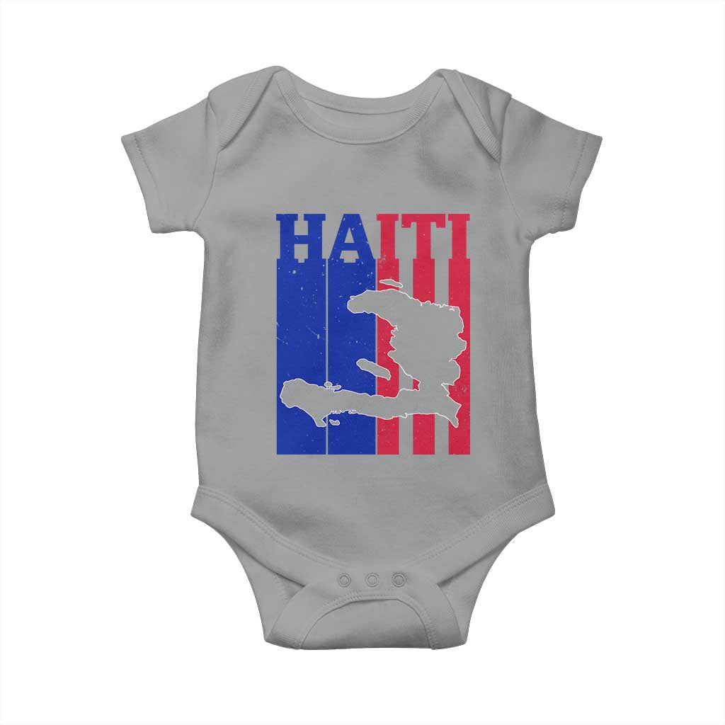 Vintage Retro Map of Haiti Baby Onesie Haitian Heritage Pride Travel Souvenir TS02 Sport Gray Print Your Wear
