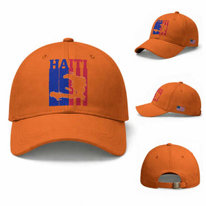 Vintage Retro Map of Haiti Baseball Cap Haitian Heritage Pride Travel Souvenir TS02 Baseball Cap Universal Fit Orange Print Your Wear
