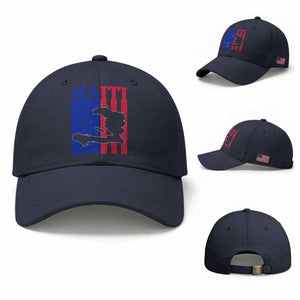 Vintage Retro Map of Haiti Baseball Cap Haitian Heritage Pride Travel Souvenir TS02 Baseball Cap Universal Fit Navy Print Your Wear