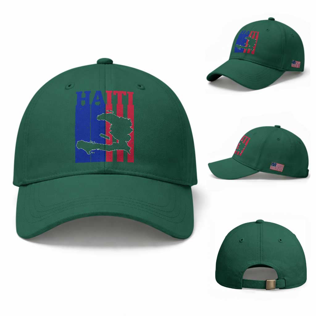 Vintage Retro Map of Haiti Baseball Cap Haitian Heritage Pride Travel Souvenir TS02 Baseball Cap Universal Fit Irish Green Print Your Wear