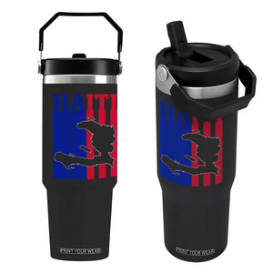 Vintage Retro Map of Haiti Flip Straw Tumbler Haitian Heritage Pride Travel Souvenir TS02 One Size: 30 oz Black Print Your Wear