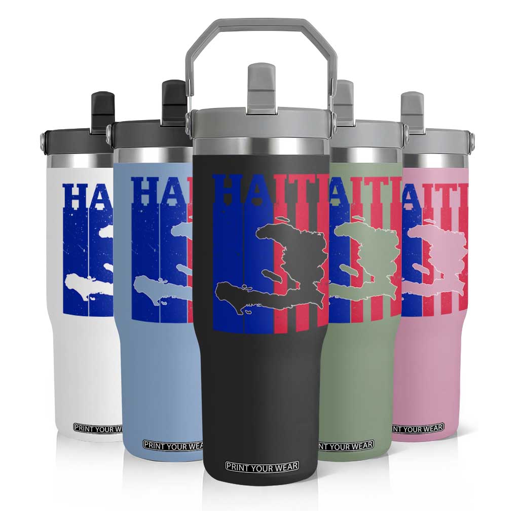 Vintage Retro Map of Haiti Flip Straw Tumbler Haitian Heritage Pride Travel Souvenir TS02 Print Your Wear