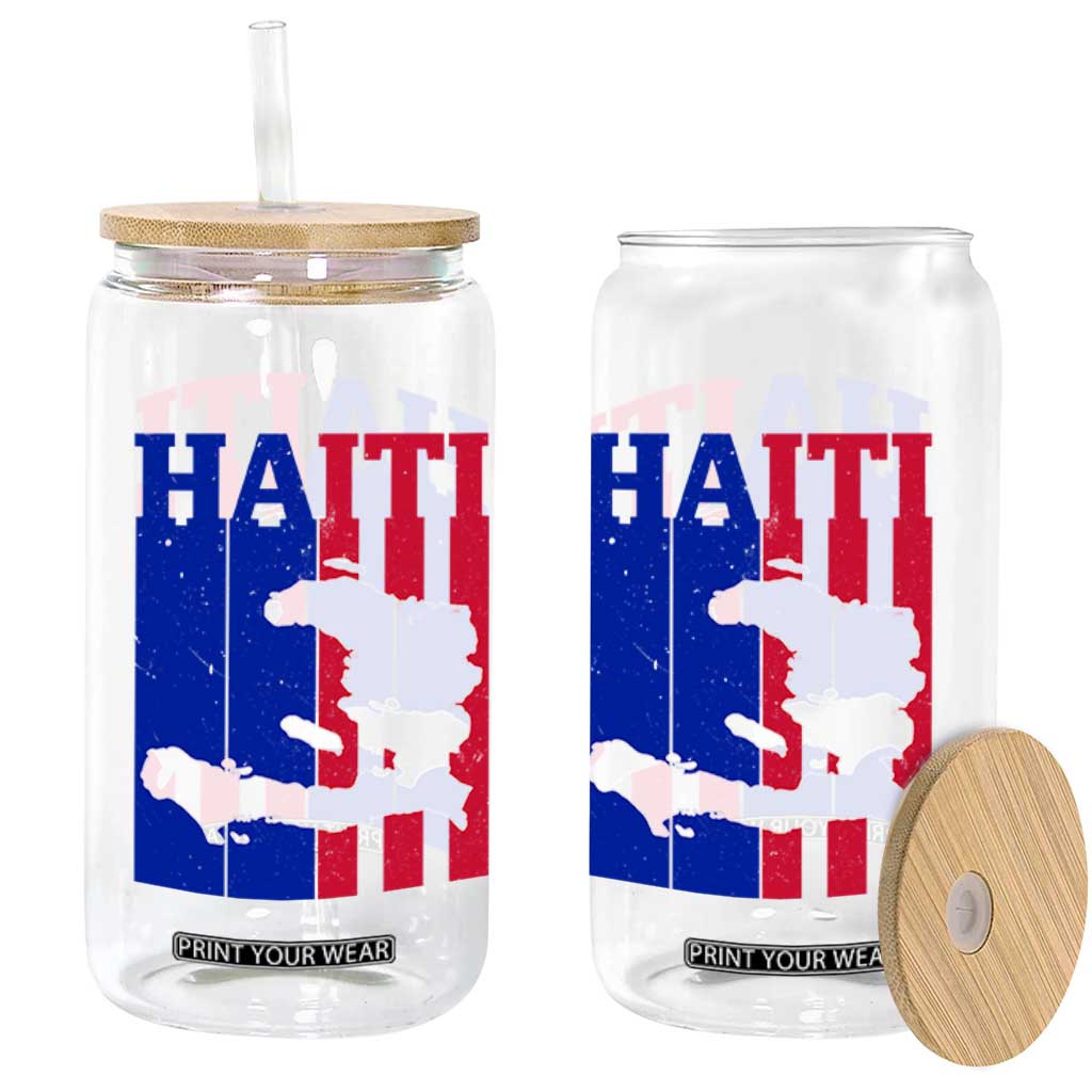 Vintage Retro Map of Haiti Glass Can Haitian Heritage Pride Travel Souvenir TS02 Print Your Wear
