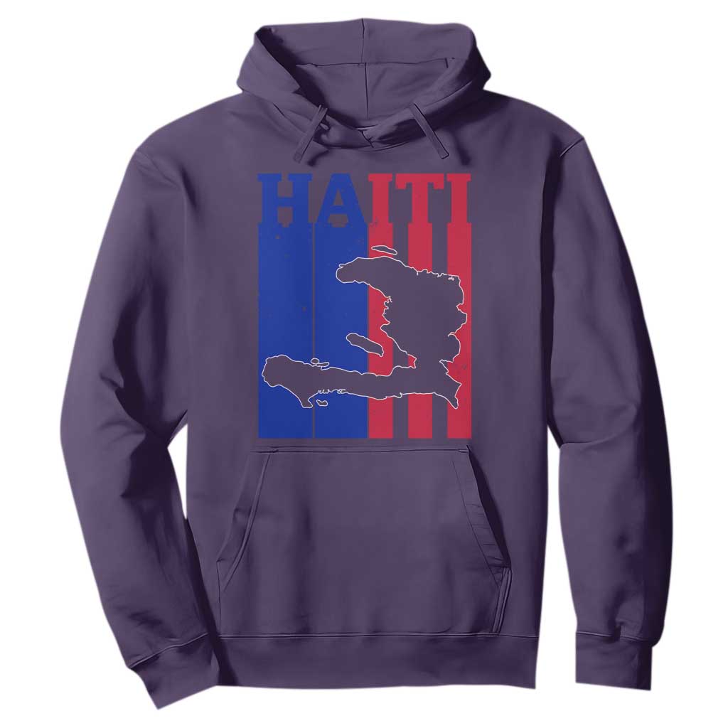 Vintage Retro Map of Haiti Hoodie Haitian Heritage Pride Travel Souvenir TS02 Purple Print Your Wear
