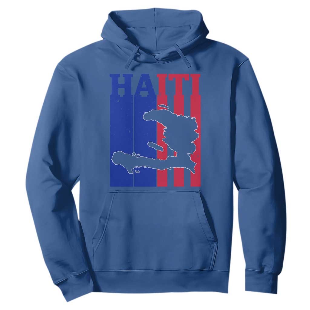 Vintage Retro Map of Haiti Hoodie Haitian Heritage Pride Travel Souvenir TS02 Royal Blue Print Your Wear