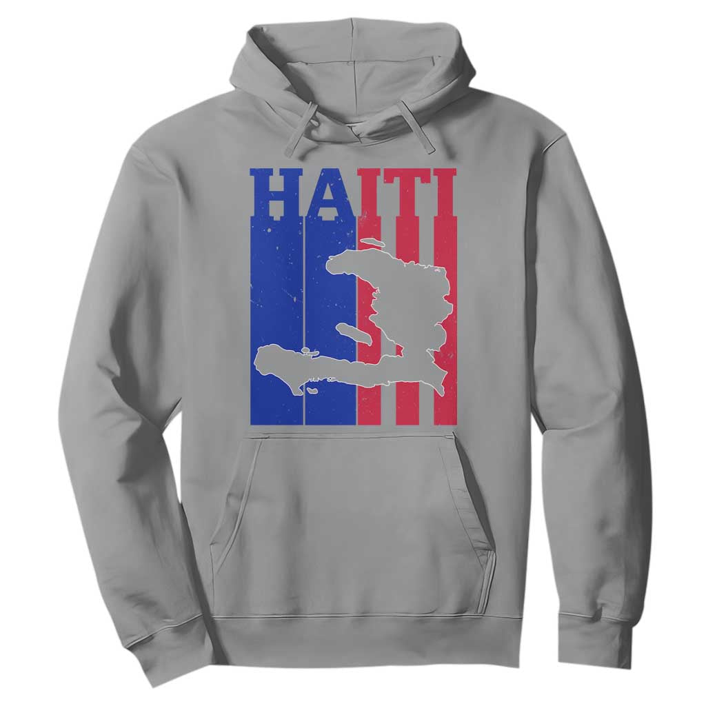 Vintage Retro Map of Haiti Hoodie Haitian Heritage Pride Travel Souvenir TS02 Sport Gray Print Your Wear