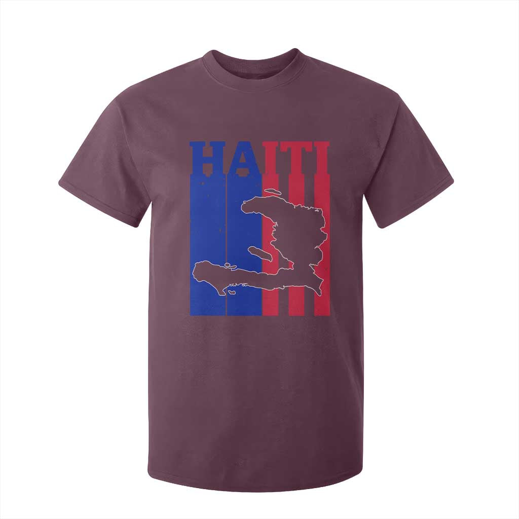 Vintage Retro Map of Haiti T Shirt For Kid Haitian Heritage Pride Travel Souvenir TS02 Maroon Print Your Wear