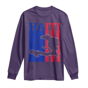 Vintage Retro Map of Haiti Long Sleeve Shirt Haitian Heritage Pride Travel Souvenir TS02 Purple Print Your Wear