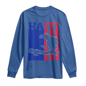 Vintage Retro Map of Haiti Long Sleeve Shirt Haitian Heritage Pride Travel Souvenir TS02 Royal Blue Print Your Wear