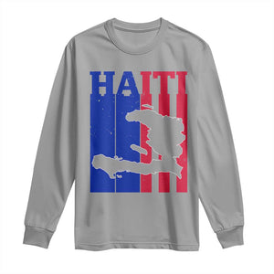 Vintage Retro Map of Haiti Long Sleeve Shirt Haitian Heritage Pride Travel Souvenir TS02 Sport Gray Print Your Wear